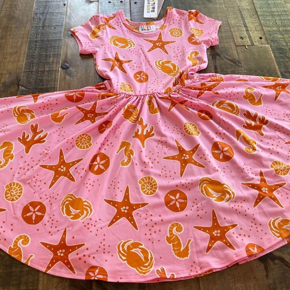 Dot Dot Smile size 3/4 or 8/10 Girls Cap sleeve twirl dress New Seashells